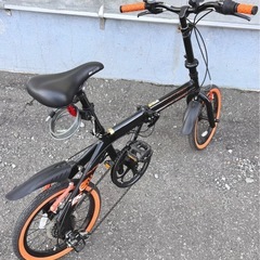 札幌市内配送可 ドッペルギャンガー 104 ブラックバレット2 16インチ 折りたたみ自転車 専用フロントバッグ付きの画像