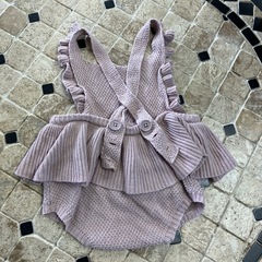 👶ベビー服【9/6値下げ‼️】女の子　mamarakuニットワンピース　ロンパース　70㎝　の画像
