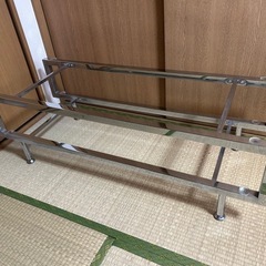 テレビ台　強化ガラス　パイプ　ブラック　テーブル　2段　取り外し可能の画像