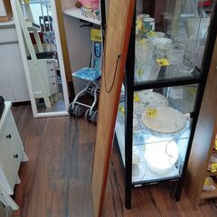 壁掛けミラー　ナチュラル　サイズ（約）幅36×奥1.5×高127　　■近隣配送無料 買取GO‼　栄和店の画像