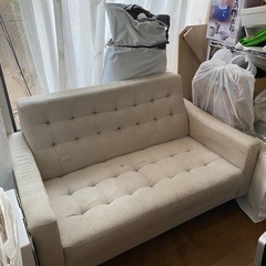 コンパクト　2人掛けソファ　ベージュ