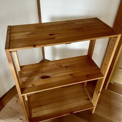 天然木　木製ラック ３段　幅６５.５×奥行３０×高９０cm （２...