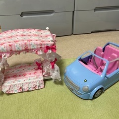 リカちゃんおもちゃセット④　ファミリーカー　プリンセスベッド
