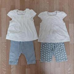 💓ベビー服💓　80cm 女の子　まとめ売り　双子　スパッツ　長袖　半袖　デニムスカート　💓おそろいコーデ💓の画像