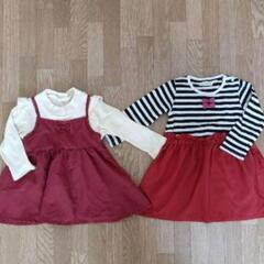 💓ベビー服💓　80cm 女の子　まとめ売り　双子　スパッツ　長袖　半袖　デニムスカート　💓おそろいコーデ💓の画像
