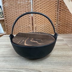 南部鉄器 盛栄堂蓋付きツル付き 鉄鍋 田舎鍋の画像
