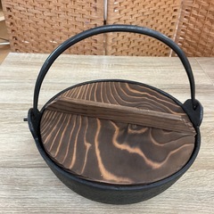 南部鉄器 盛栄堂蓋付きツル付き 鉄鍋 田舎鍋の画像