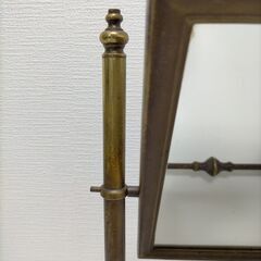 ミラー　真鍮　イタリア製　アンティーク　鏡　卓上ミラー　250502-8Tの画像