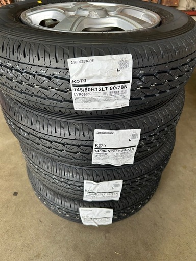 145/80R12LT新品タイヤ4本ホイールセット