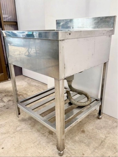 インボイス登録店 ステンレス1槽シンク 幅600×奥行き600×高さ800(ﾊﾞｯｸｶﾞｰﾄﾞ90)ｍｍ 1口シンク 一槽シンク 店舗