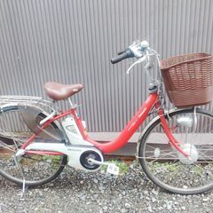 パナソニック LEDライトつき３段変速電動アシスト自転車 レッド...
