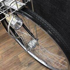 ママチャリ　変速あり　オートライト　26インチ　シルバー/黒　【ジャングルジャングルイズミヤ広陵店】の画像