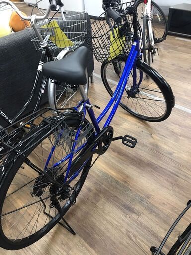 ママチャリ 変速あり オートライト 27インチ 青【ジャングルジャングル