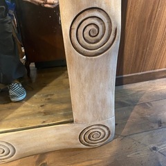フィッティングミラー　アンティーク風ミラー　木製ミラー　大きめ鏡の画像