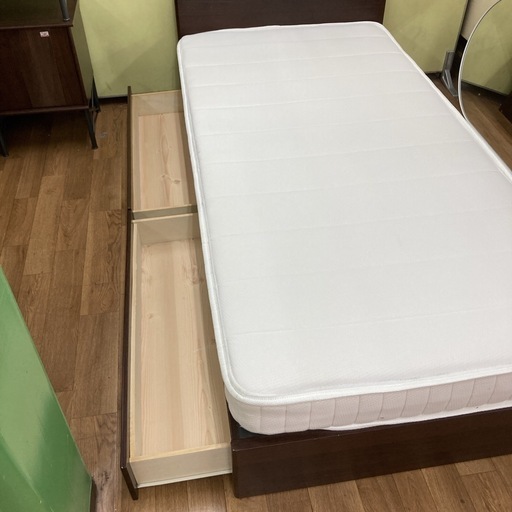 S784 ⭐ NITORI ニトリ シングルベッド 引き出し付き ブラウン 幅99cm USED