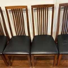 ダイニングチェア4脚セット　レザー黒