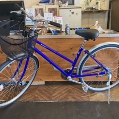 【訳あり！前後タイヤ・チューブ新品！】シングルギア　26インチ自転車　ブルーの画像