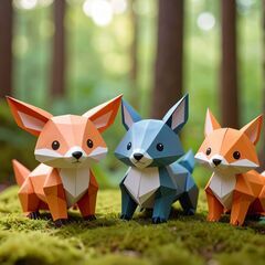 森の動物（ペーパークラフト）300円