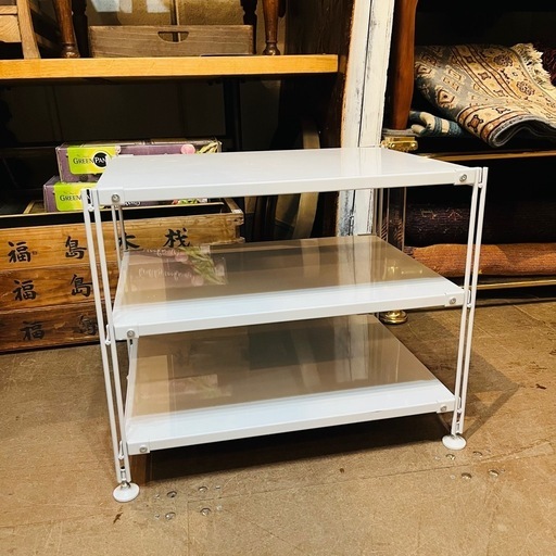 《売約済》【武蔵小山店】 無印　MUJI 無印良品　ユニットシェルフ　オープンシェルフ　検　オフホワイト　ライトグレー　3段　棚　台　テレビ台　ナイトテーブル　コーナーラック　サイドテーブル　ミニテーブル　