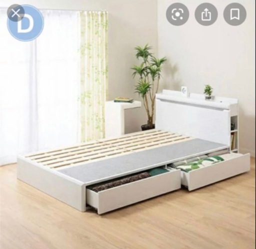 ニトリ　セミダブル　ベッドフレーム　マットレス　　ライト　引き出し収納付き