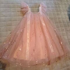 子供用　ピンクのラメ入りドレス110センチの画像