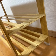 ２段 収納ベンチ エントランス廊下ベンチ 玄関ベンチ 靴収納 椅子 木製シューズラック フットスツール 
(自然色)の画像