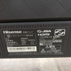 Hisense 43型 4K液晶テレビ 43E65G 2022年製の画像