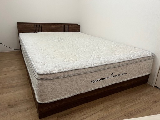 受付〆【5月末引取限定】ダブルベッド　マットレス＋フレームセット（東京インテリア製)
