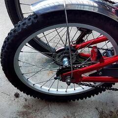 赤色の子供マウンテンバイクの画像