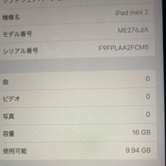 【Apple iPad mini2】第2世代 2013年製 A1489 16GBの画像