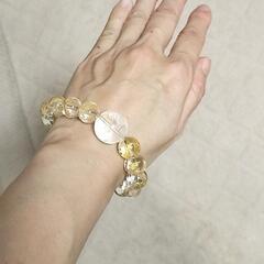 新品　男女兼用　運気 金運 開運　水晶　金手彫　風水龍　鳳凰等ブレスレット　約13～19ミリの画像