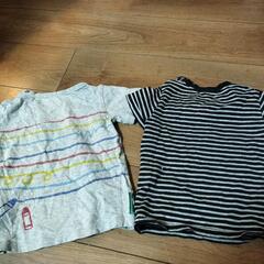クレヨンのTシャツとボーダーのTシャツセットの画像