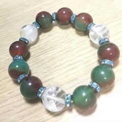 新品展示品　美　開運　幸運　長寿　繁栄　邪気祓　鳳凰水晶　孔雀メノウ　ブレスレット　
の画像