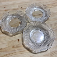 昭和レトロ　クリアガラス 八角形皿 セット 3枚　カットガラス　...