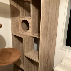 キャットウォーク 猫 本棚 キャットタワー 木製 幅60cm 家具 チェスト キャビネットの画像
