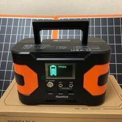 【120】停電対策、巨大地震などの災害時やキャンプに！新品 Flashfish 出力200W ポータブル電源パワーステーション & Flashfish 18V/60W ポータブルソーラーパネルの画像