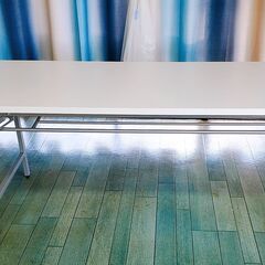 本日最終！5月末まで引き取り　折りたたみテーブル W1800 D600 H700 長机 会議テーブル 会議用テーブル 会議机 折り畳みテーブル 長テーブル  折畳式 横幅180 奥行60 高さ70  ホワイト　の画像