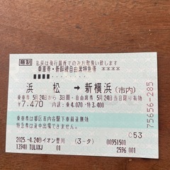 新幹線チケット（横浜↔︎浜松）
