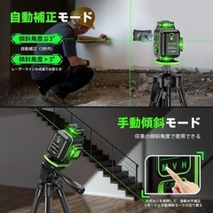 レーザー墨出し器★16ライン 回転レーザー線 三脚付き ケース付き バッテリー2個付きの画像