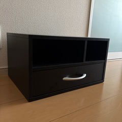 卓上収納　デスク収納　小物収納　ブラック　二段　木製　引き出し
