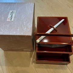 未使用 飛騨春慶塗 5.5寸手提げ二段重 重箱 伝統工芸 漆塗装...