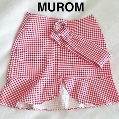 【美品】MUROM ムーロム ギンガムチェック柄 ミニスカート ...