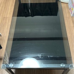 ニトリ　ガラステーブル　ブラック　オシャレ