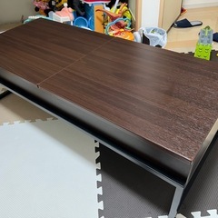 昇降式、スライド式　収納付テーブル