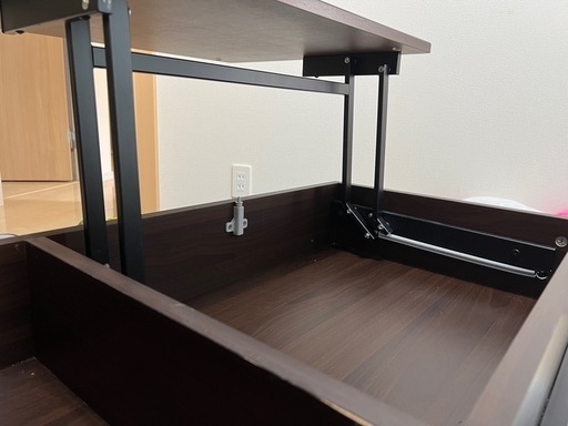 昇降式、スライド式　収納付テーブル