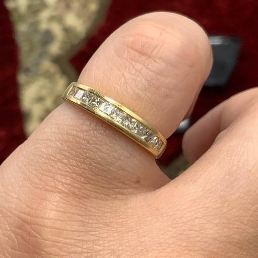 K18 ハーフエタニティ　プリンセスカット　2.5g 0.53ct 約13号