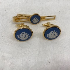 WEDGWOOD/カフス＆タイピンセット/陶器×GP