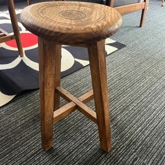 お話中　丸椅子 スツール 木製 アンティーク 昭和レトロ 椅子 花台 ヴィンテージ レトロの画像