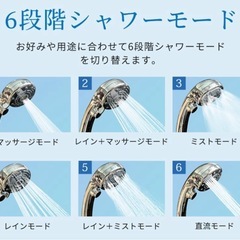【新品未使用】① 【最新モデル】シャワーヘッド マイクロナノバブル ウルトラファインバブル 節水シャワー 6段階モード ミスト 増圧 手元止水 高洗浄力 毛穴汚れ除去 美肌美髪の画像