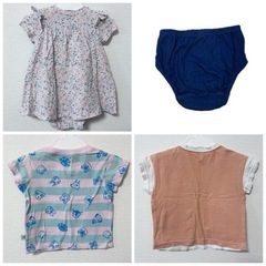 70cmまとめ売り 4枚セット どうぶつの森 シナぷしゅ 春 夏 子供服 ベビー服 ピンク オレンジ ネイビーの画像